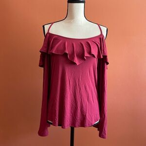 NEW James & Joy Ruffle Long Sleeve Blouse Womens Size S